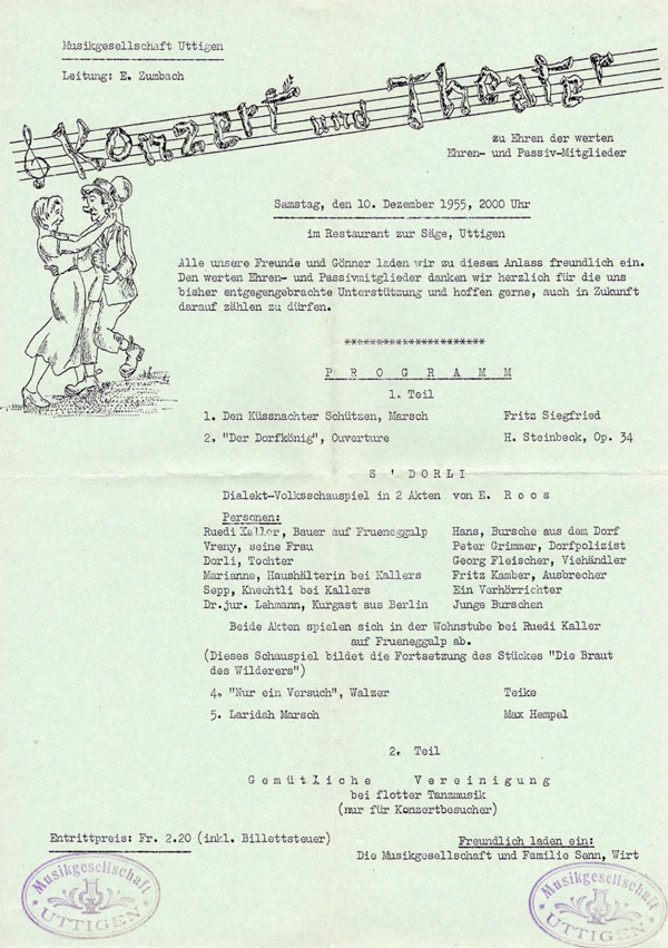 1955.12.10 Flyer Konzert und Theater