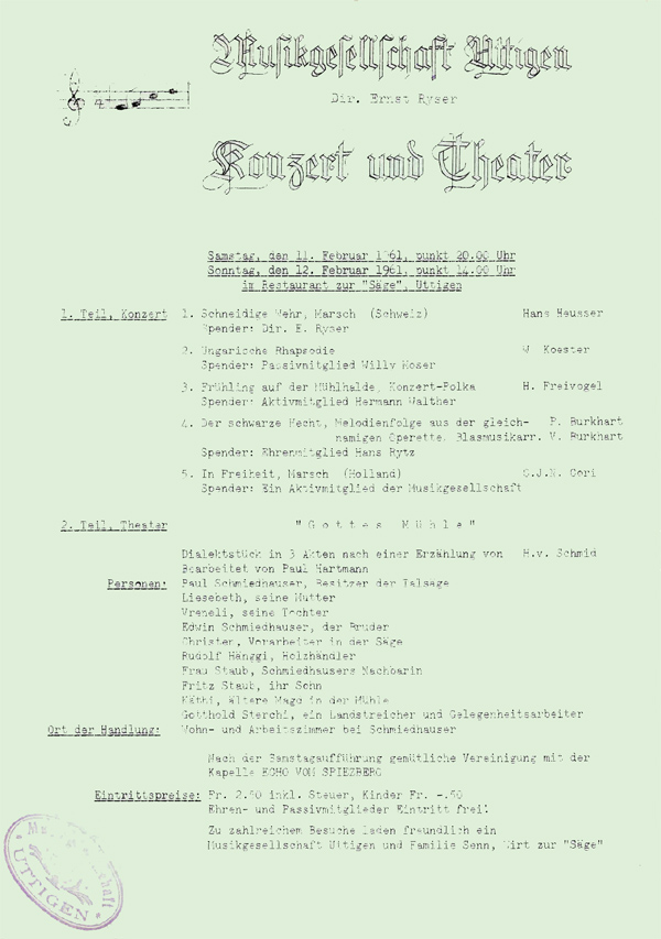 1961.02.11 Flyer Konzert und Theater