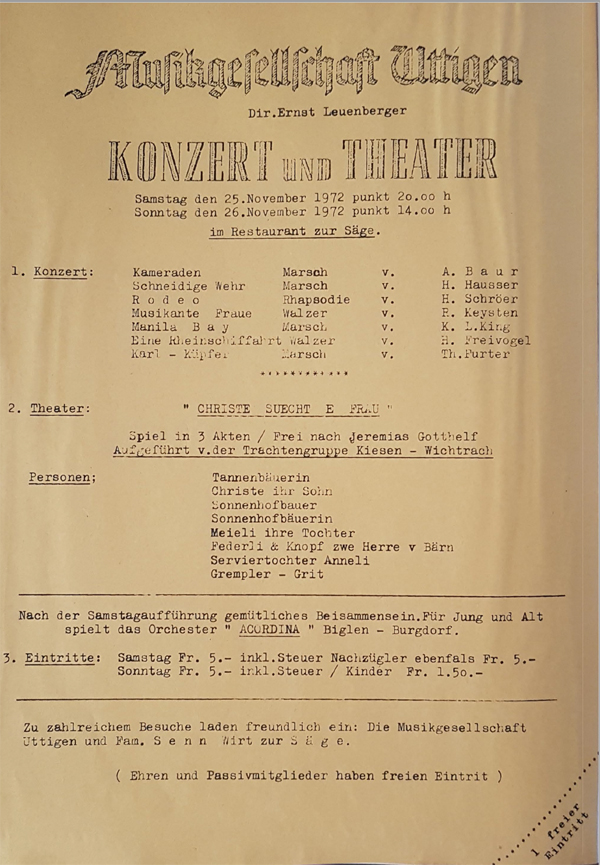 1972.11.25 Programm Konzert und Theater