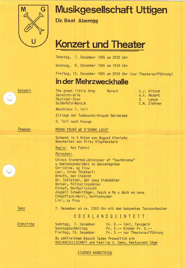 1985.12.07 Programm Konzert und Theater