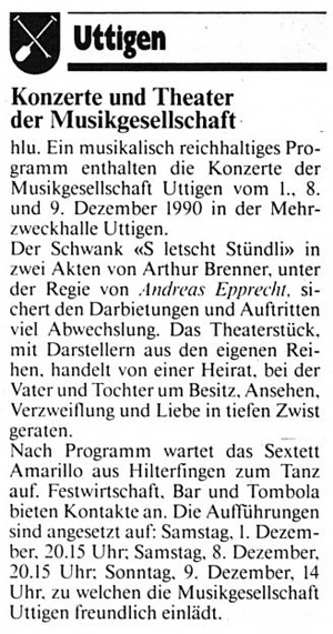 Thuner Tagblatt, Band 114, Nummer 281, 30. November 1990