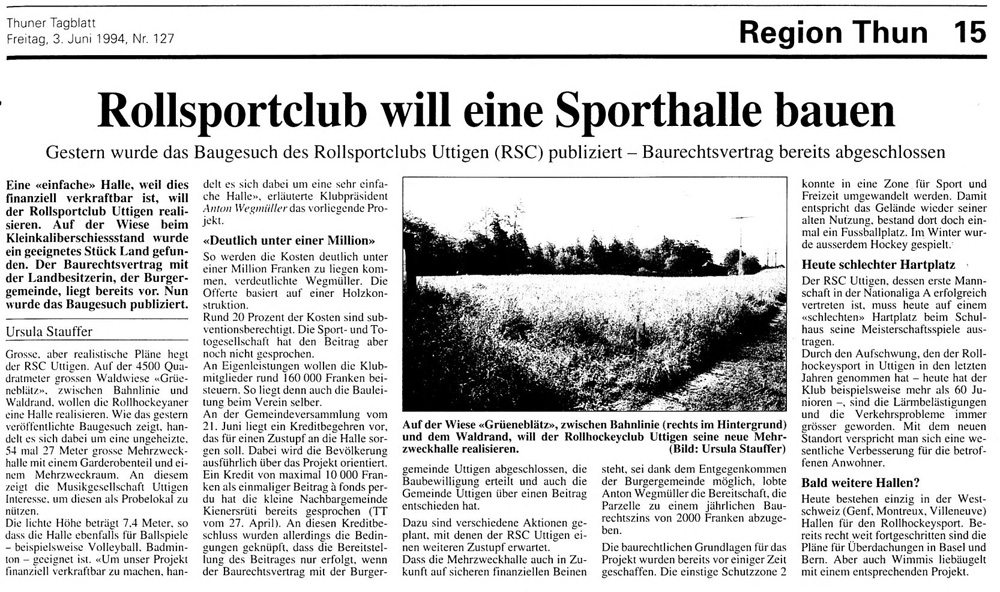Thuner Tagblatt, Band 118, Nummer 127, 3. Juni 1994   Beitrag