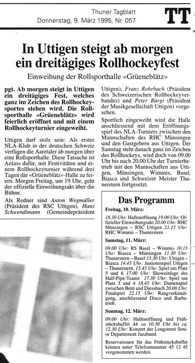 Thuner Tagblatt, Band 119, Nummer 57, 9. März 1995