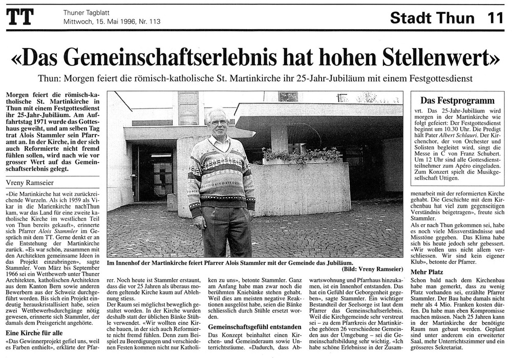 Thuner Tagblatt, Band 120, Nummer 113, 15. Mai 1996