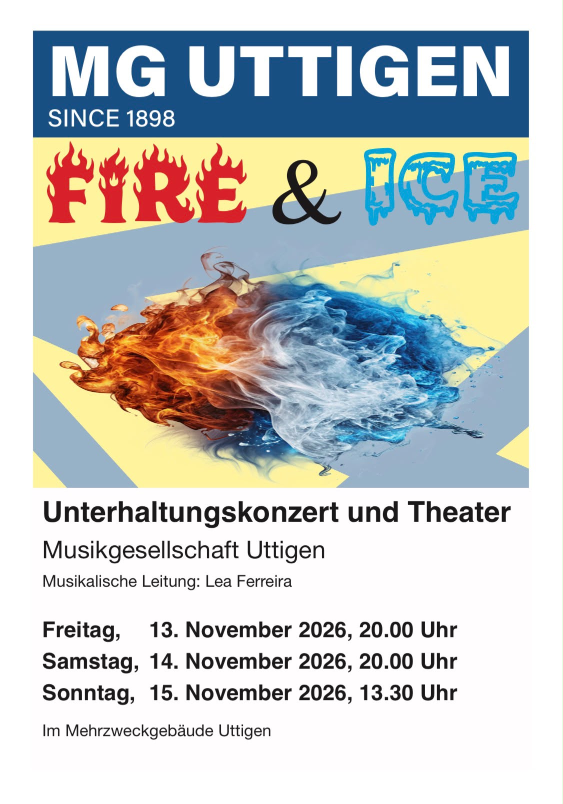 Front von Flyer mit dem Titel Fire und Ice